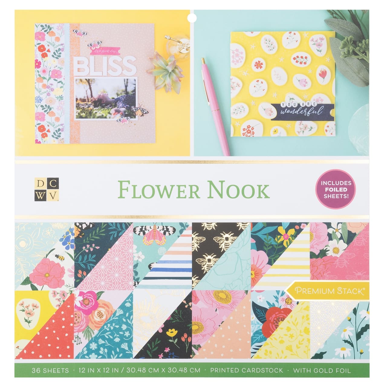 DCWV® 12" x 12" Premium Paper Flower Nook, 36 Sheets
